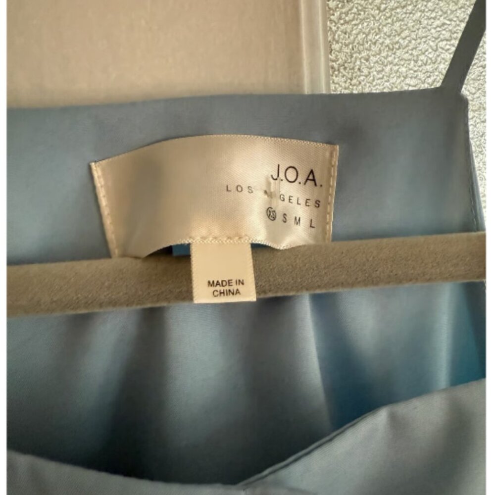 J.O.A. Los Angeles Blue Midi Dress XS Button Front Strappy Tie Waist XSmall - Picture 5 of 5